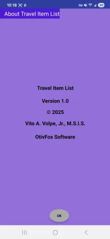 Travel Item List By Screen